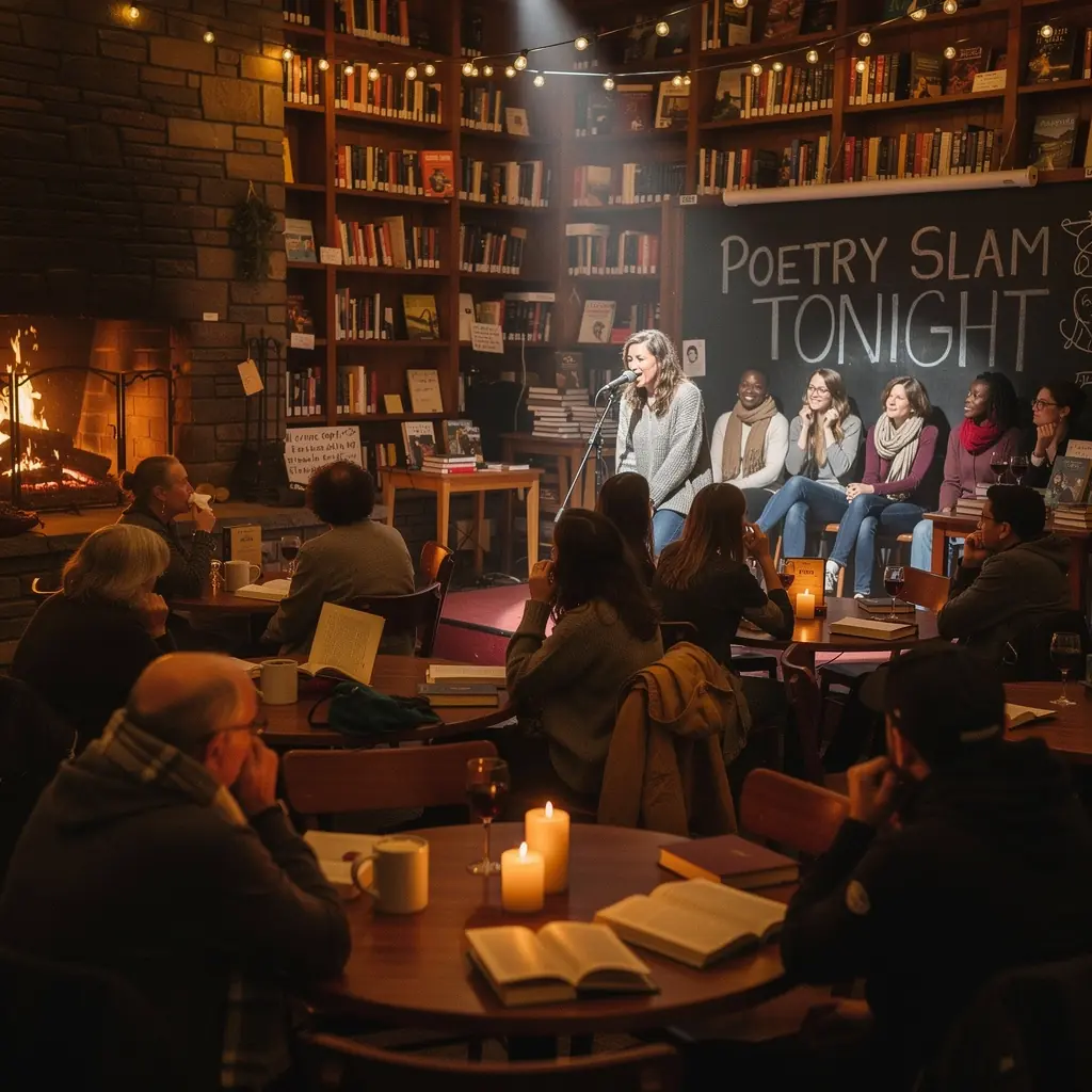 Účastníci besedy diskutují o literárních tématech.